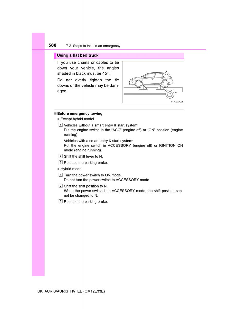 Toyota Auris II 2 owners manual / page 580