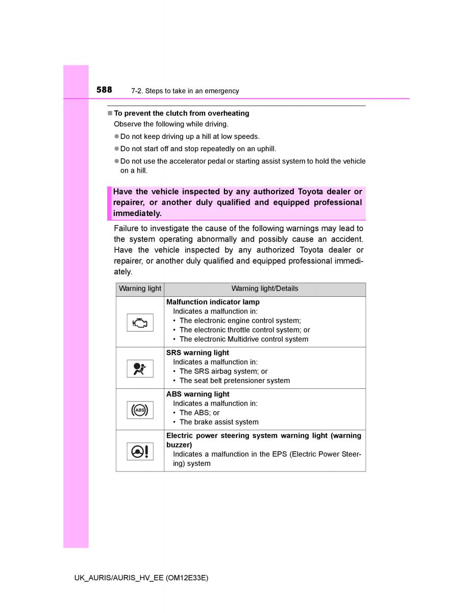 Toyota Auris II 2 owners manual / page 588