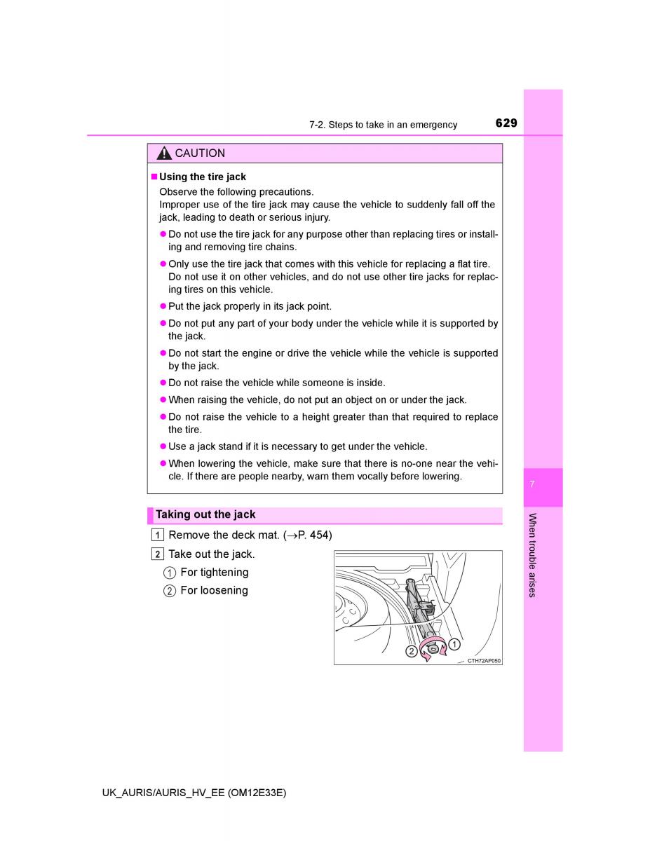 Toyota Auris II 2 owners manual / page 629