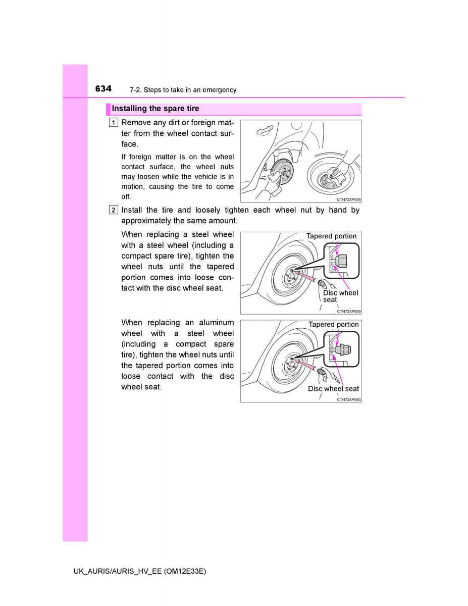 Toyota Auris II 2 owners manual / page 634