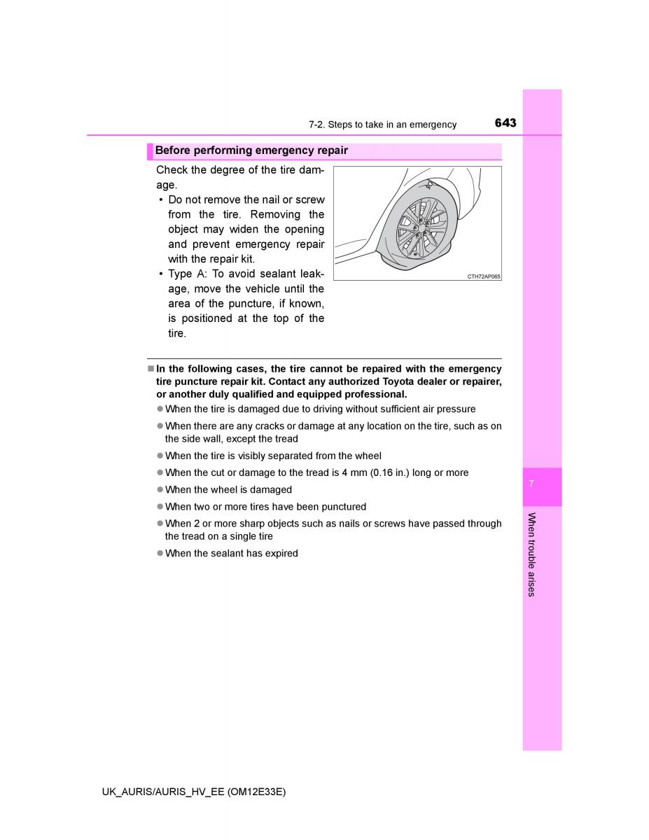 Toyota Auris II 2 owners manual / page 643