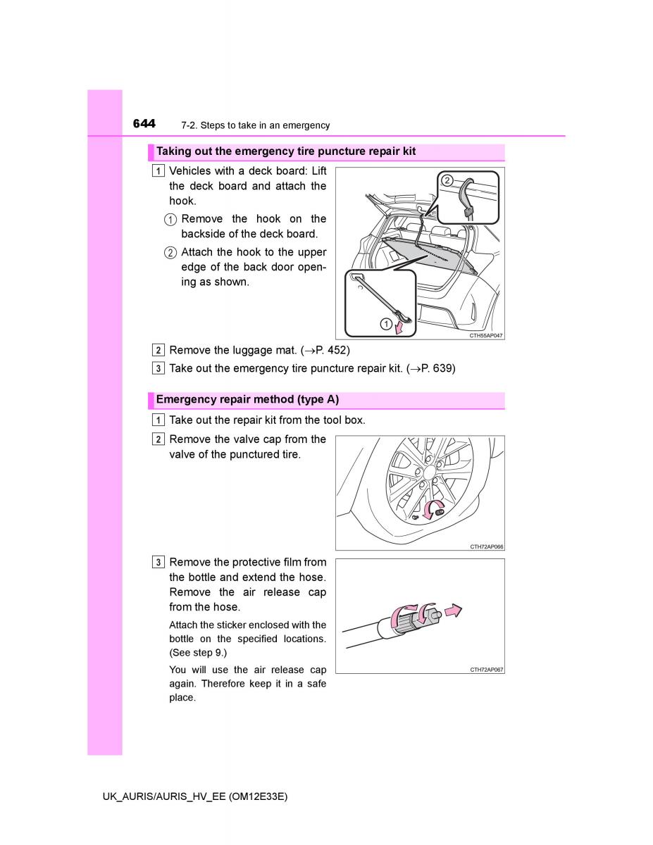 Toyota Auris II 2 owners manual / page 644