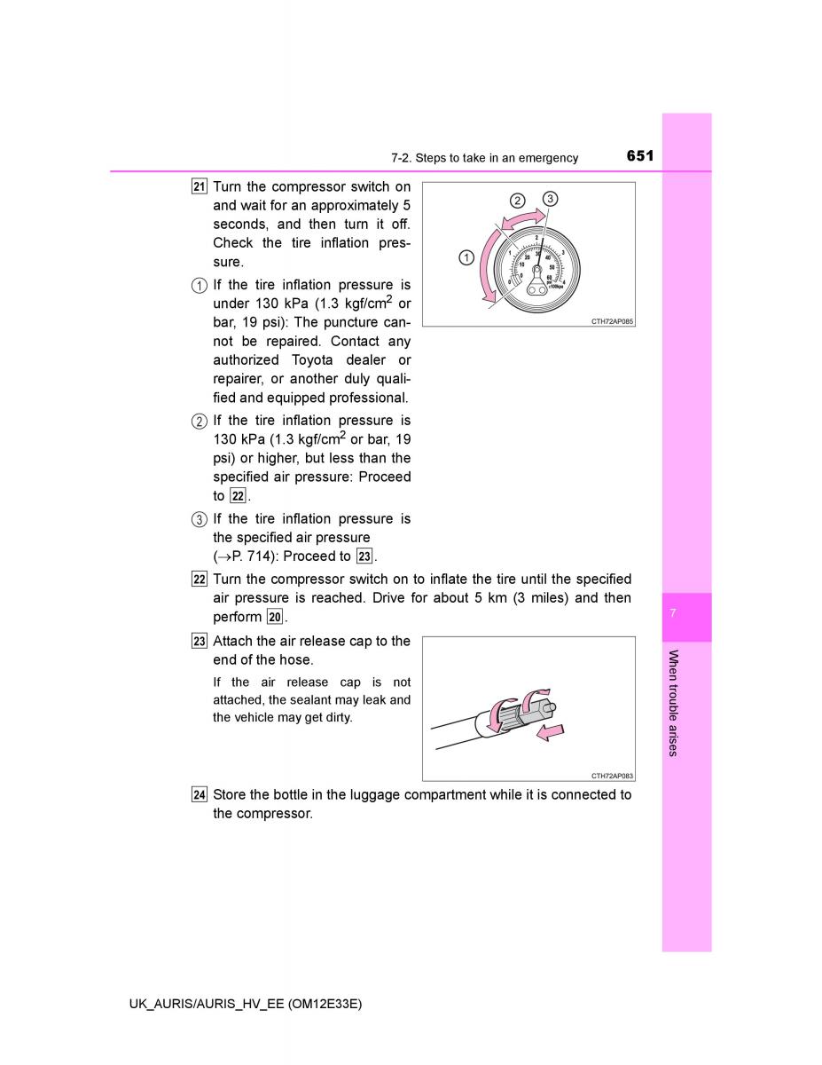 Toyota Auris II 2 owners manual / page 651