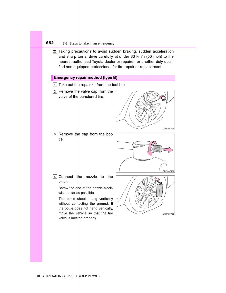 Toyota Auris II 2 owners manual / page 652