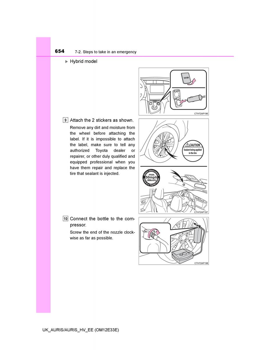 Toyota Auris II 2 owners manual / page 654