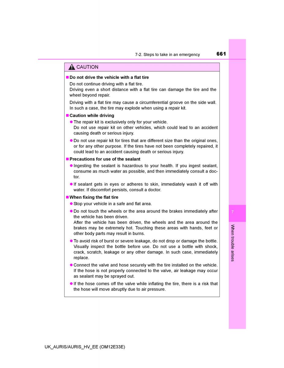 Toyota Auris II 2 owners manual / page 661