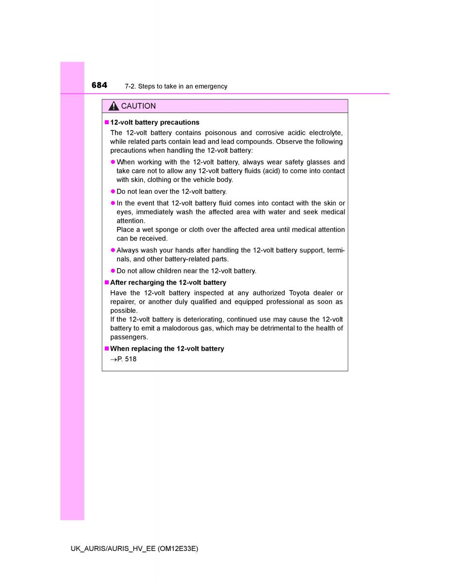 Toyota Auris II 2 owners manual / page 684