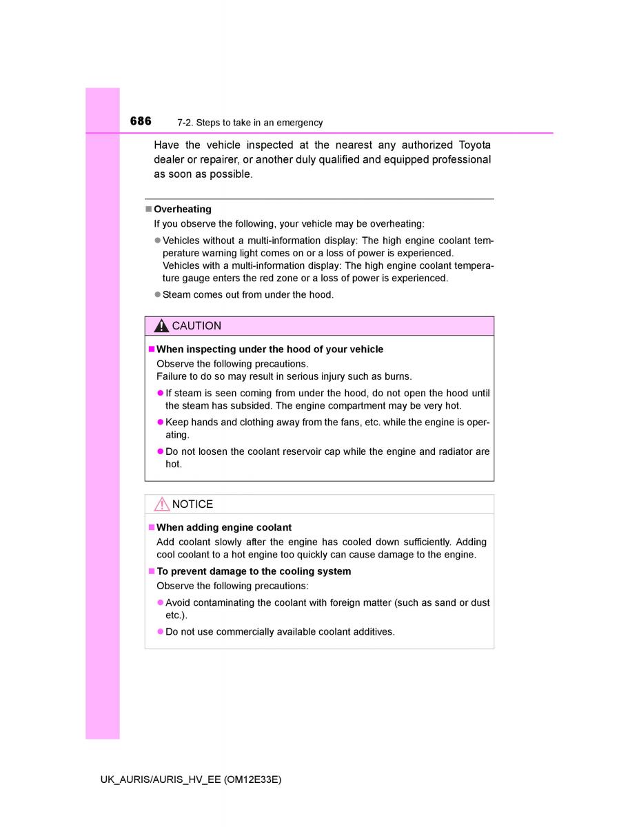 Toyota Auris II 2 owners manual / page 686