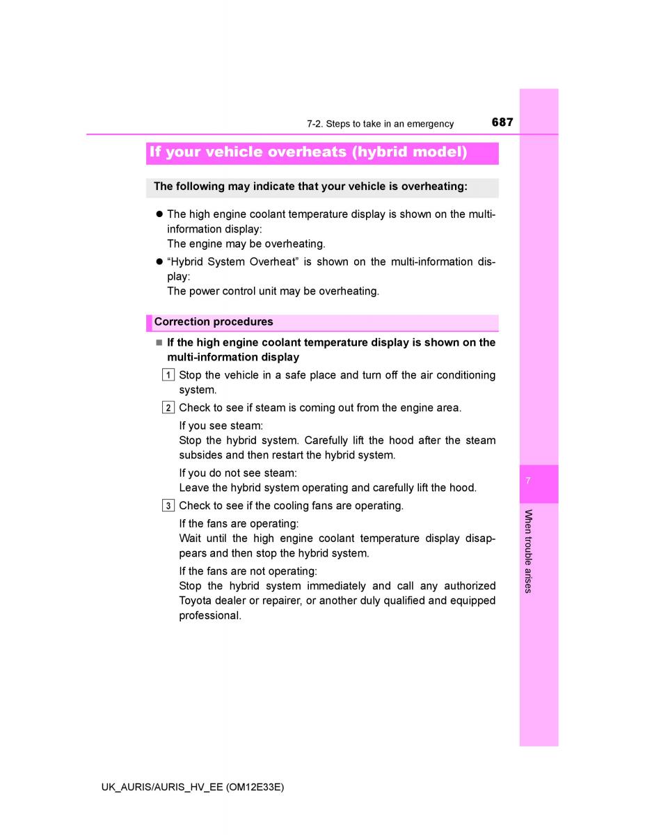 Toyota Auris II 2 owners manual / page 687