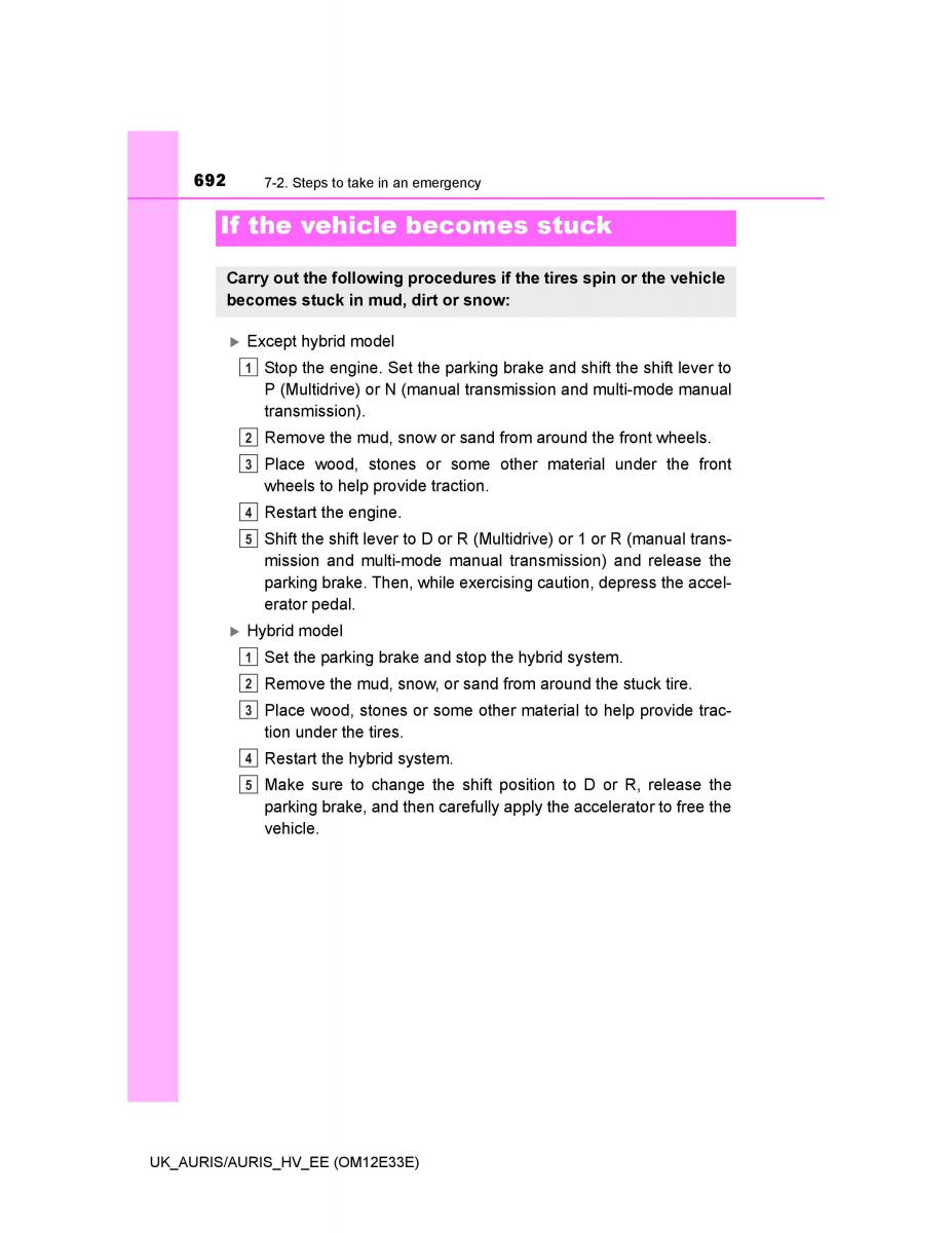 Toyota Auris II 2 owners manual / page 692