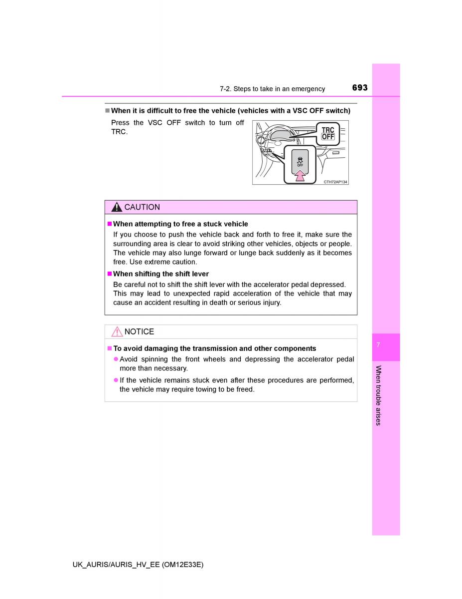 Toyota Auris II 2 owners manual / page 693