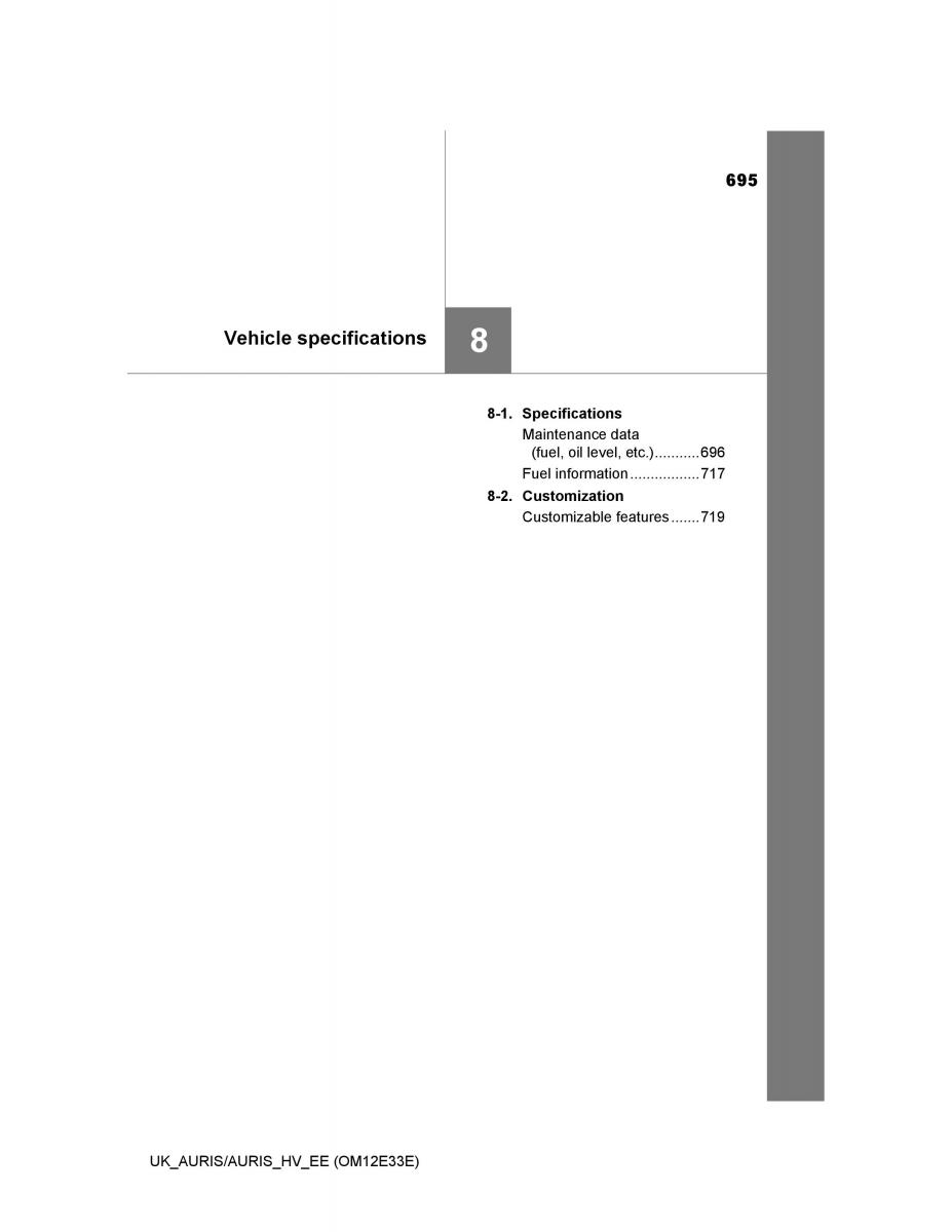 Toyota Auris II 2 owners manual / page 695