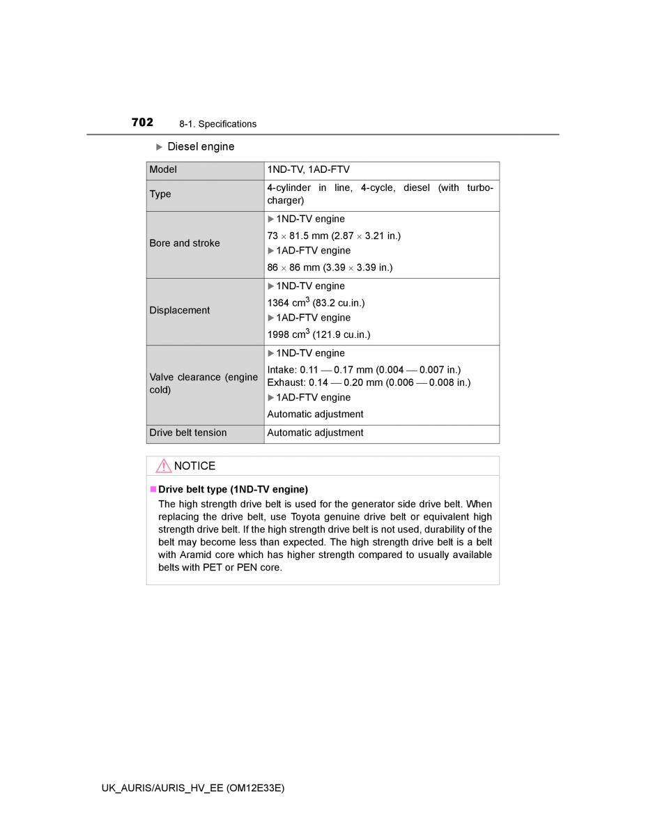 Toyota Auris II 2 owners manual / page 702