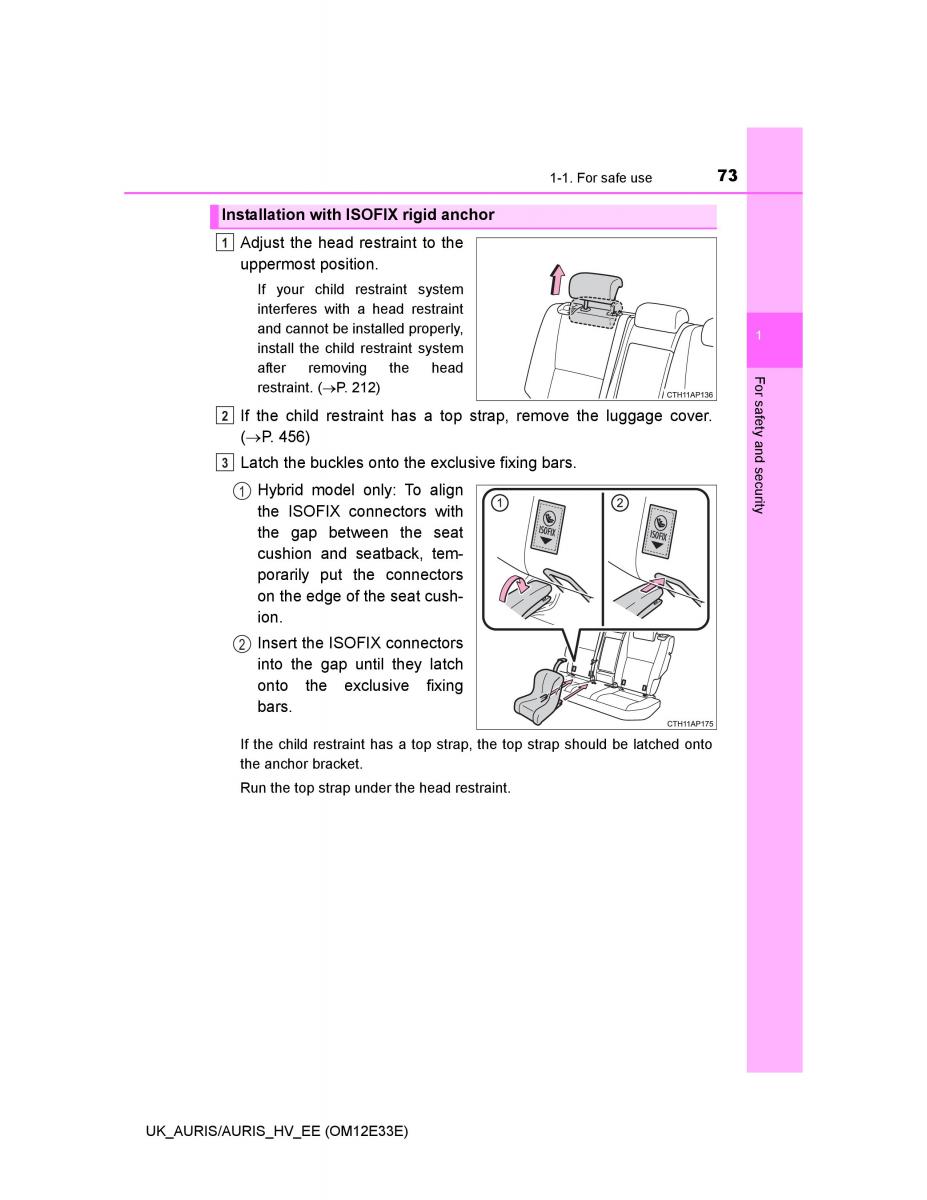 Toyota Auris II 2 owners manual / page 73