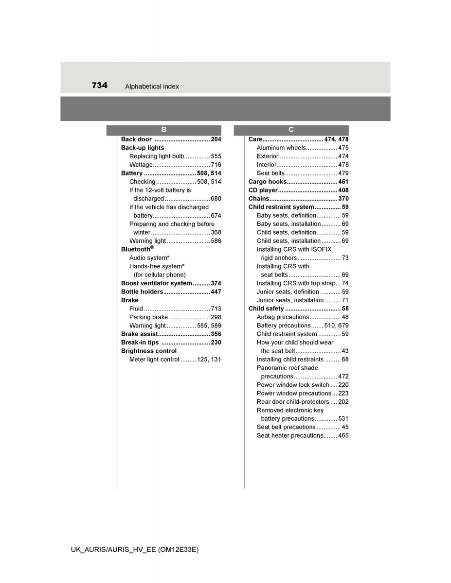 Toyota Auris II 2 owners manual / page 734