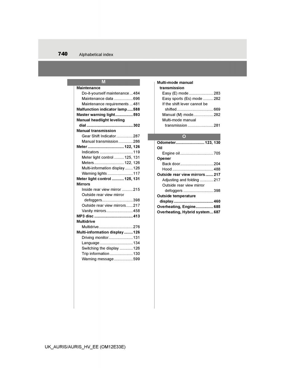 Toyota Auris II 2 owners manual / page 740