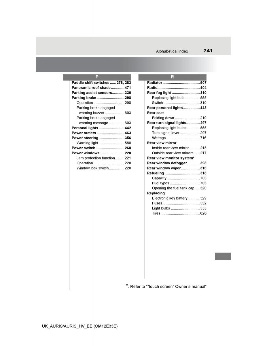 Toyota Auris II 2 owners manual / page 741