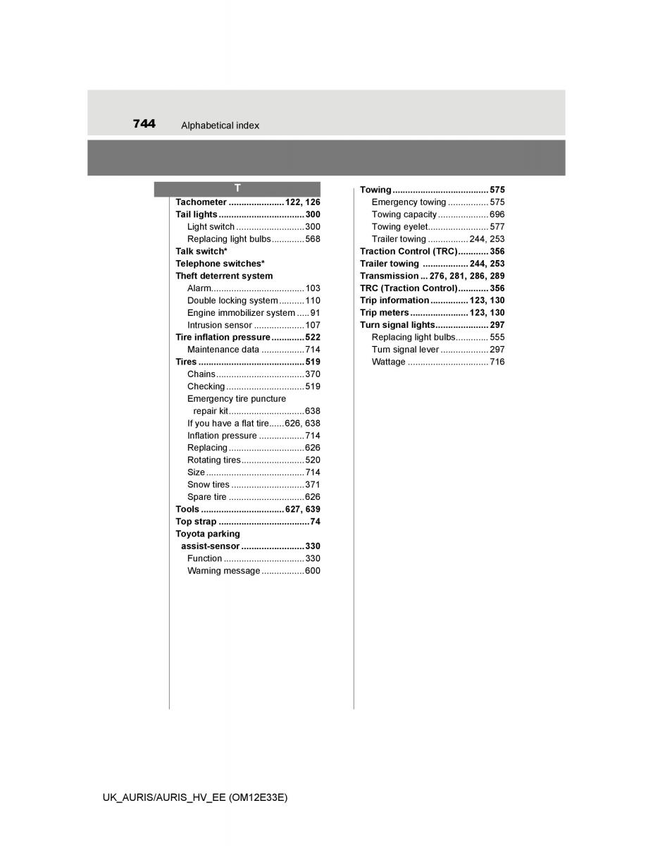 Toyota Auris II 2 owners manual / page 744