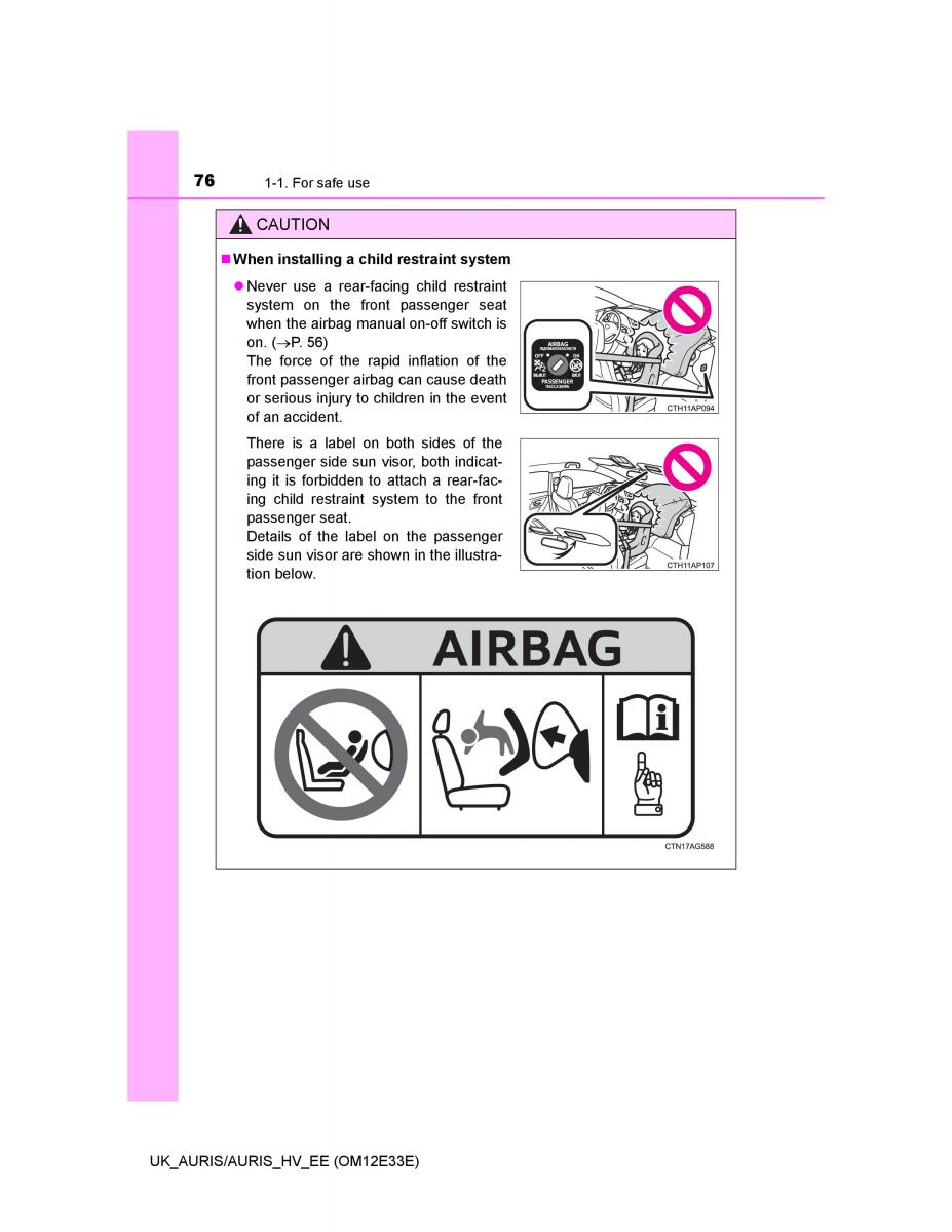 Toyota Auris II 2 owners manual / page 76