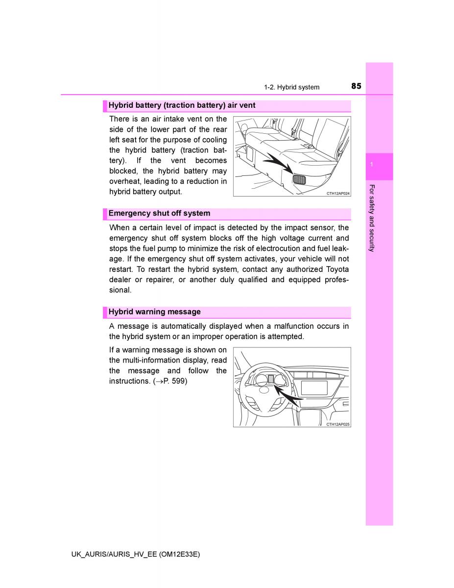 Toyota Auris II 2 owners manual / page 85