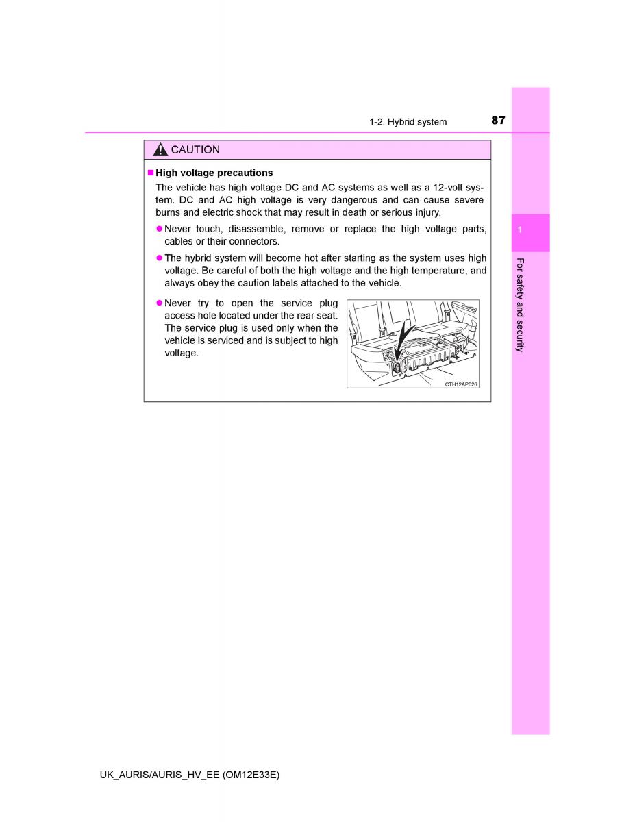 Toyota Auris II 2 owners manual / page 87