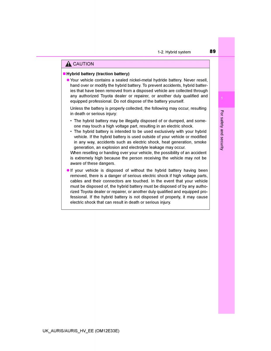 Toyota Auris II 2 owners manual / page 89