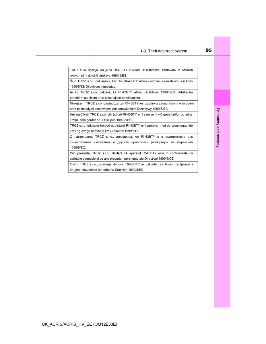 Toyota Auris II 2 owners manual / page 95