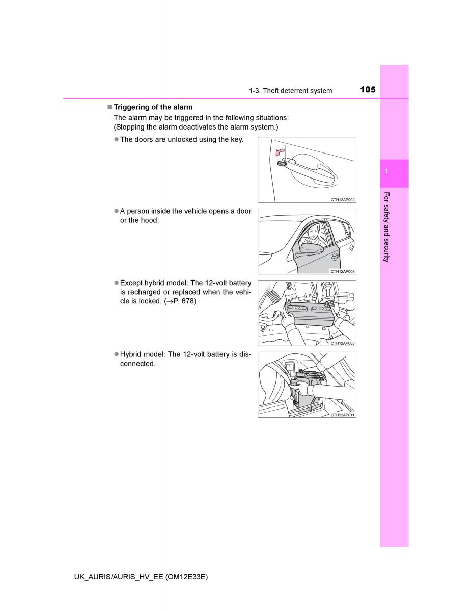 Toyota Auris II 2 owners manual / page 105