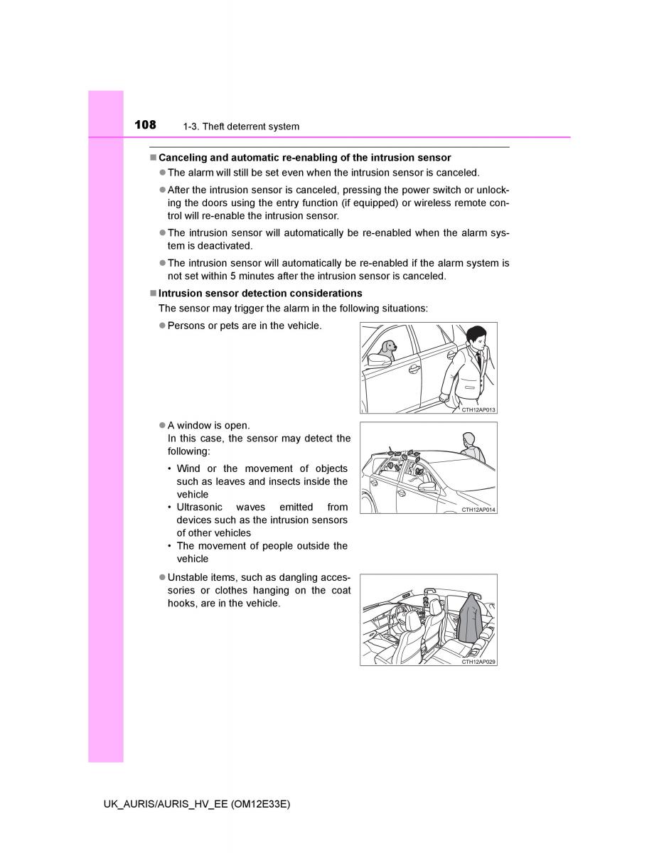 Toyota Auris II 2 owners manual / page 108