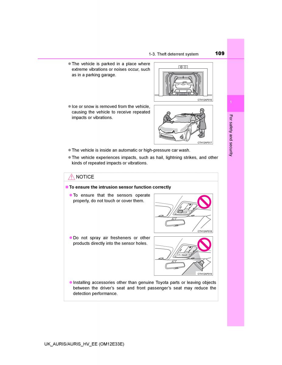 Toyota Auris II 2 owners manual / page 109