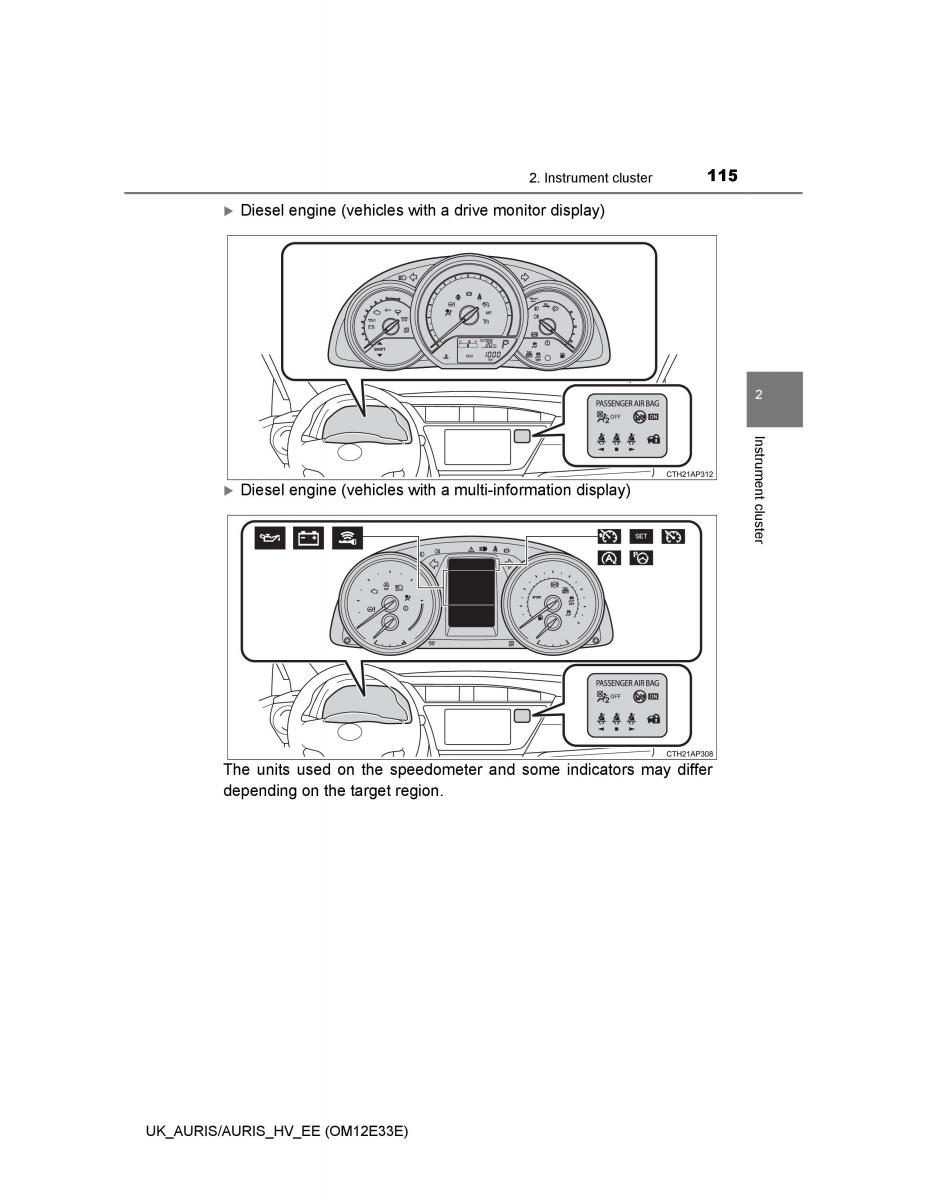 Toyota Auris II 2 owners manual / page 115