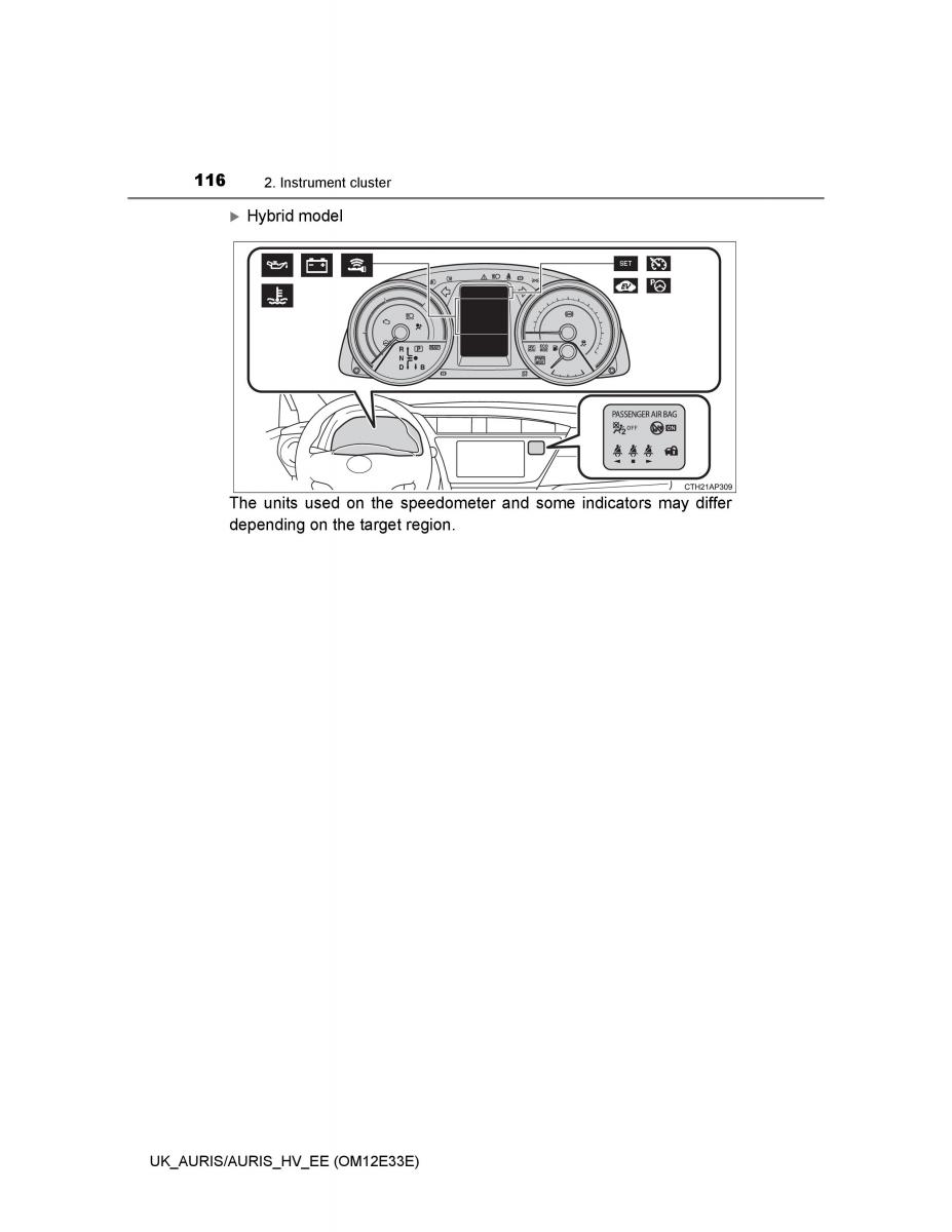 Toyota Auris II 2 owners manual / page 116