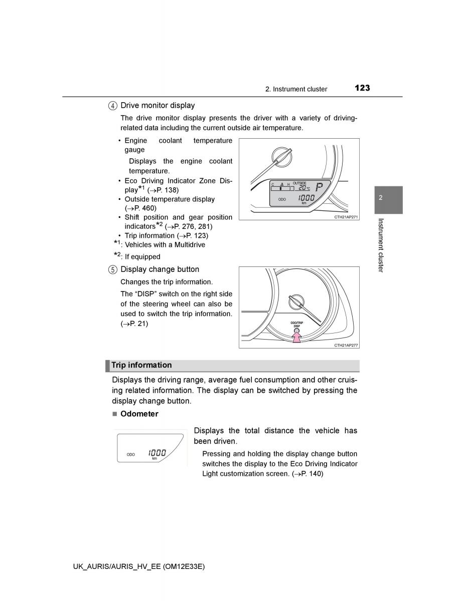 Toyota Auris II 2 owners manual / page 123