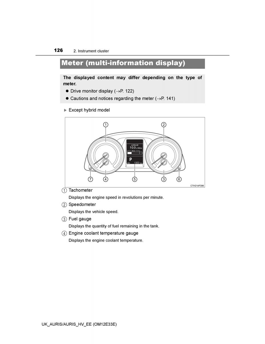 Toyota Auris II 2 owners manual / page 126