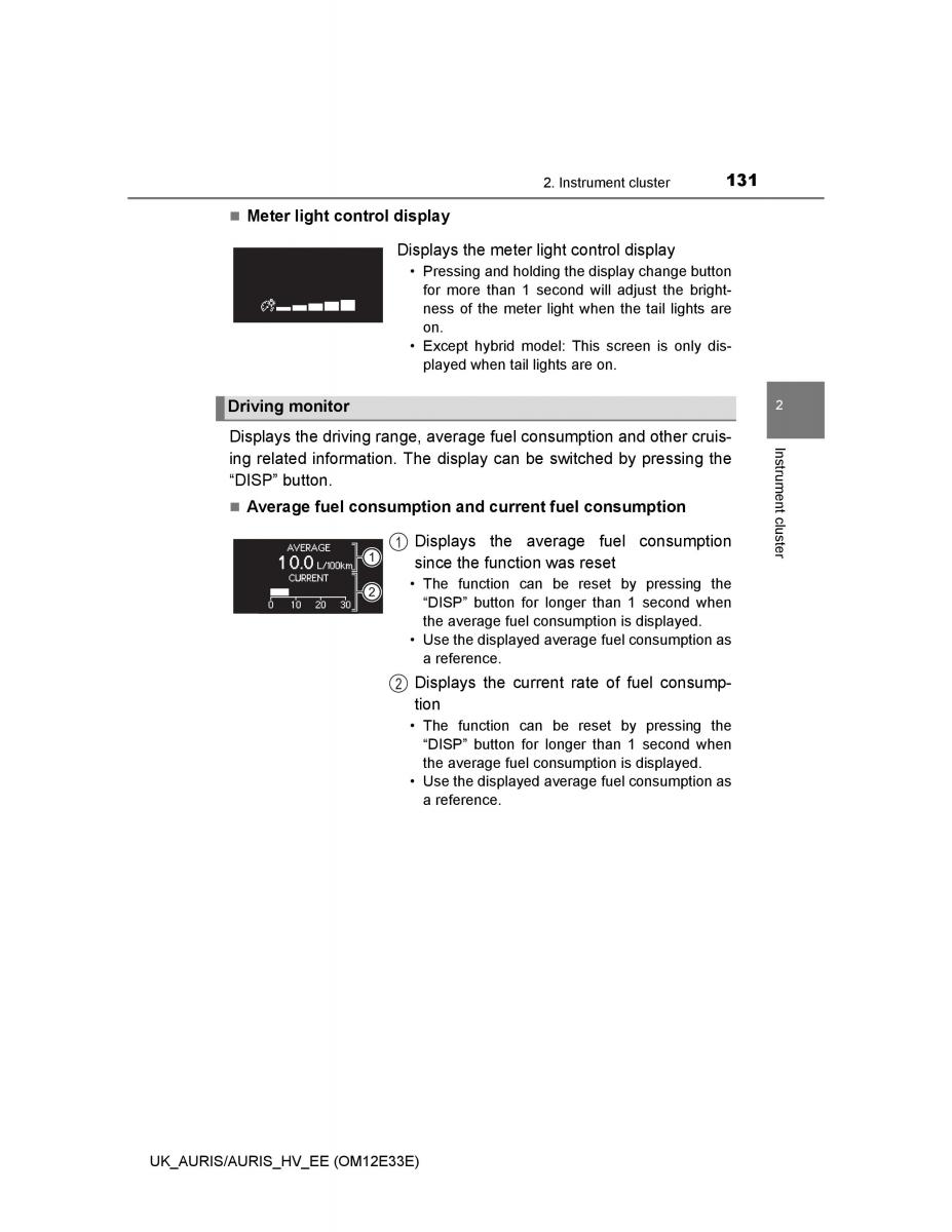 Toyota Auris II 2 owners manual / page 131