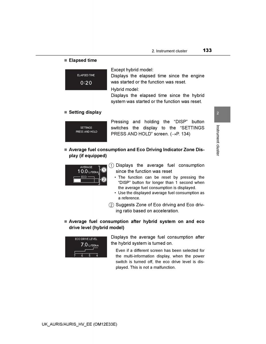 Toyota Auris II 2 owners manual / page 133