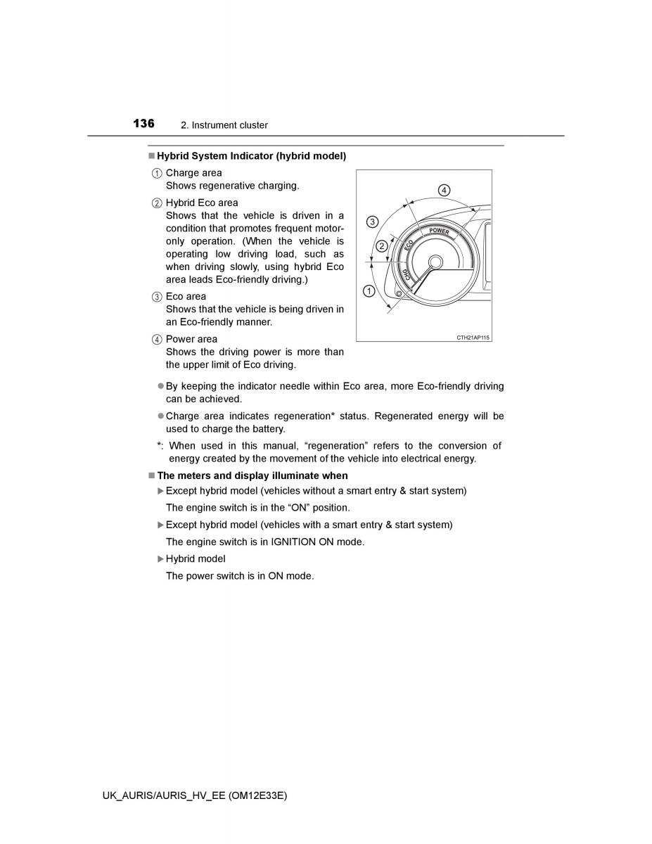 Toyota Auris II 2 owners manual / page 136