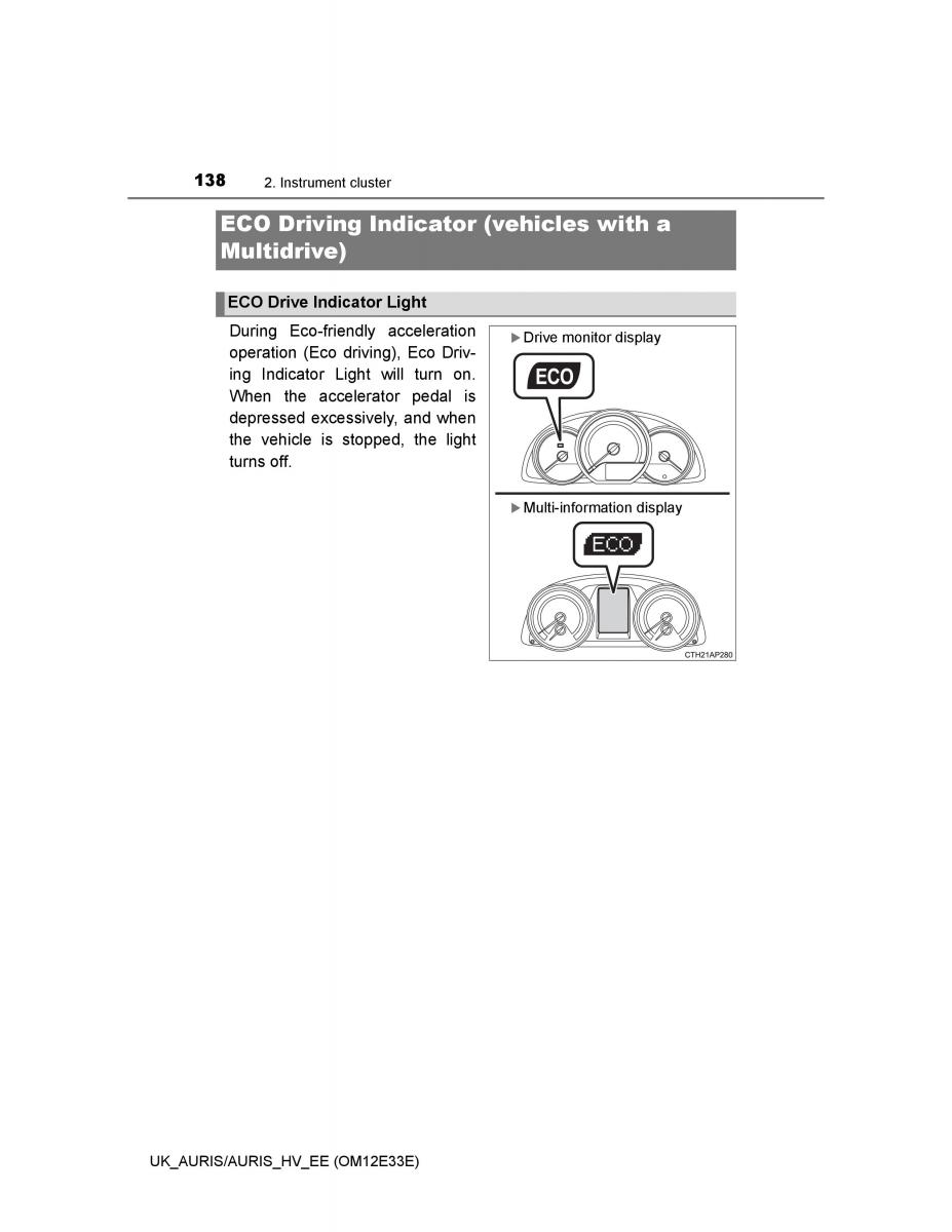 Toyota Auris II 2 owners manual / page 138