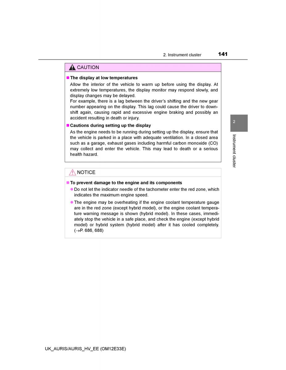 Toyota Auris II 2 owners manual / page 141