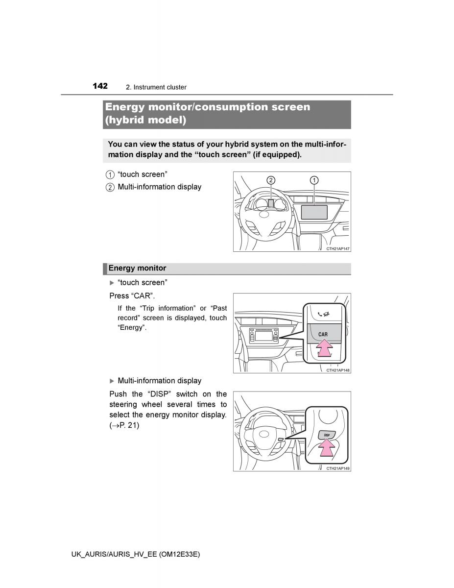 Toyota Auris II 2 owners manual / page 142