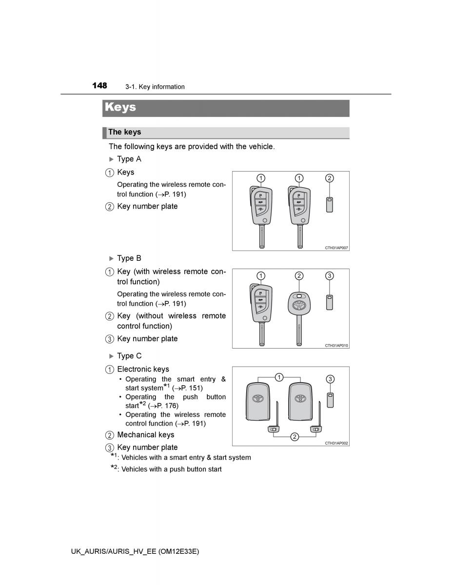 Toyota Auris II 2 owners manual / page 148