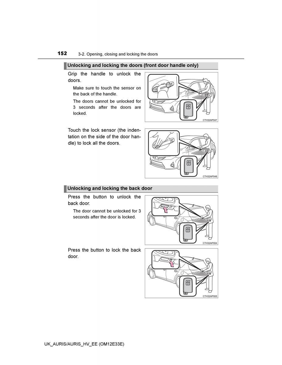 Toyota Auris II 2 owners manual / page 152