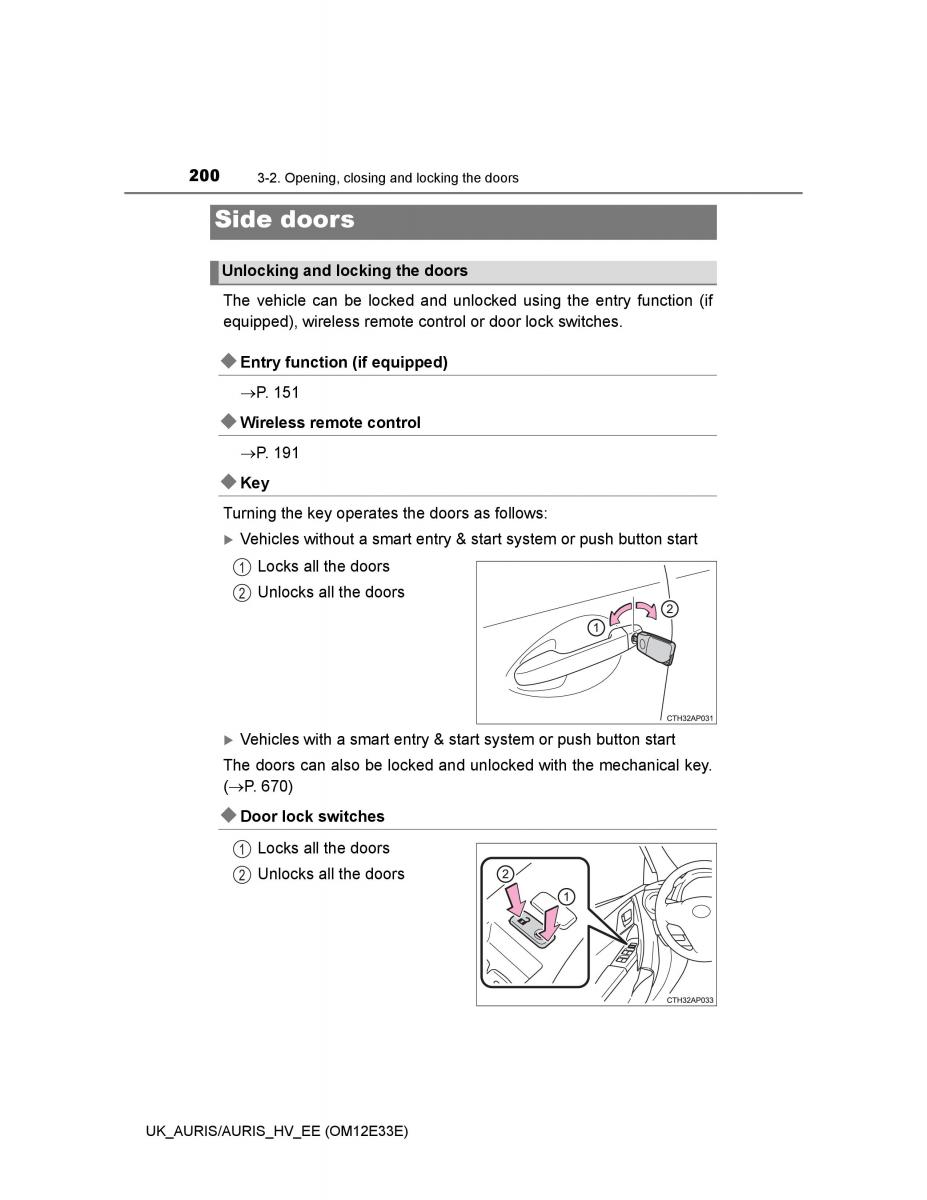 Toyota Auris II 2 owners manual / page 200