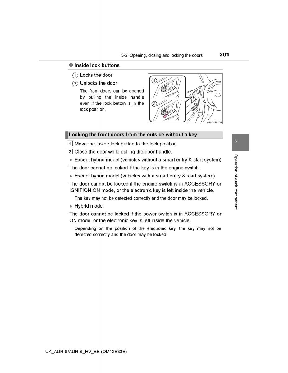 Toyota Auris II 2 owners manual / page 201