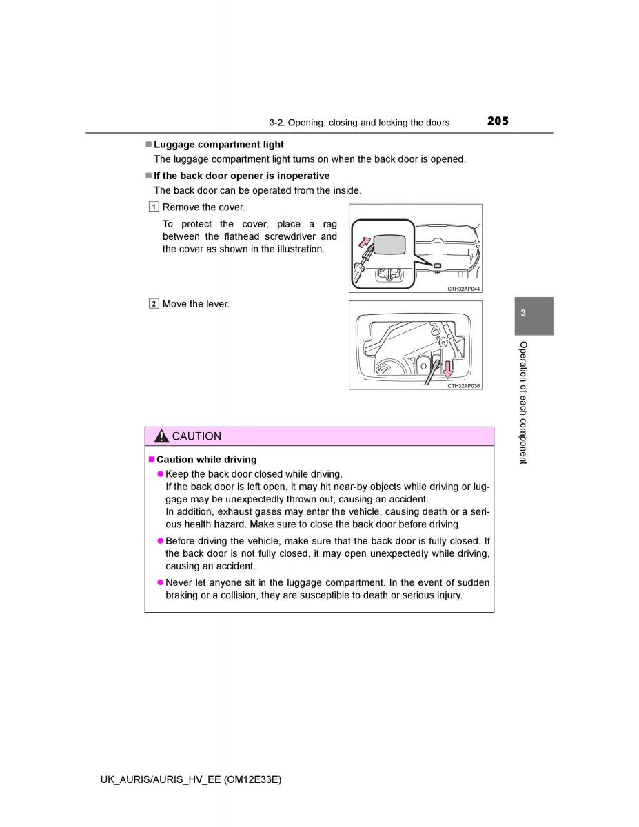 Toyota Auris II 2 owners manual / page 205