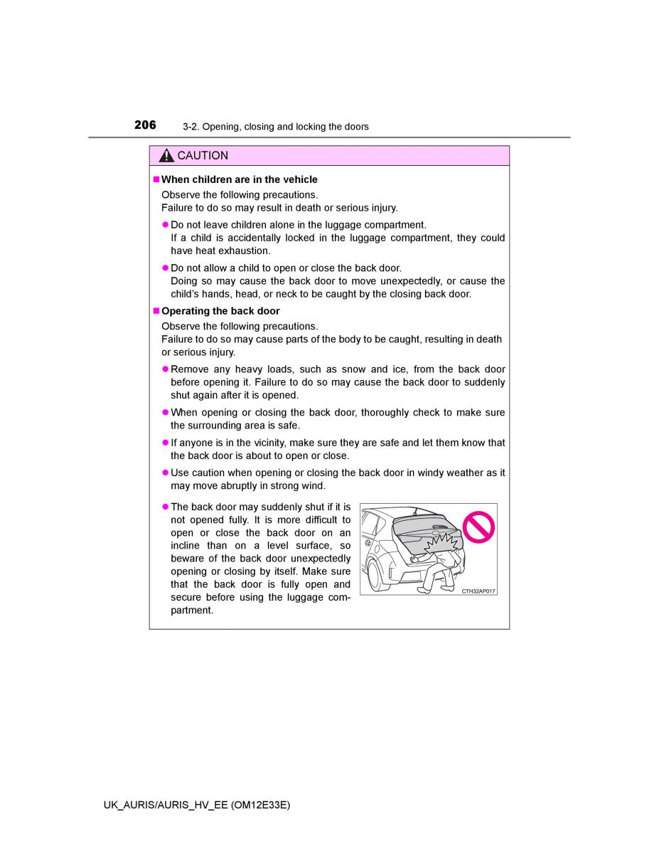 Toyota Auris II 2 owners manual / page 206