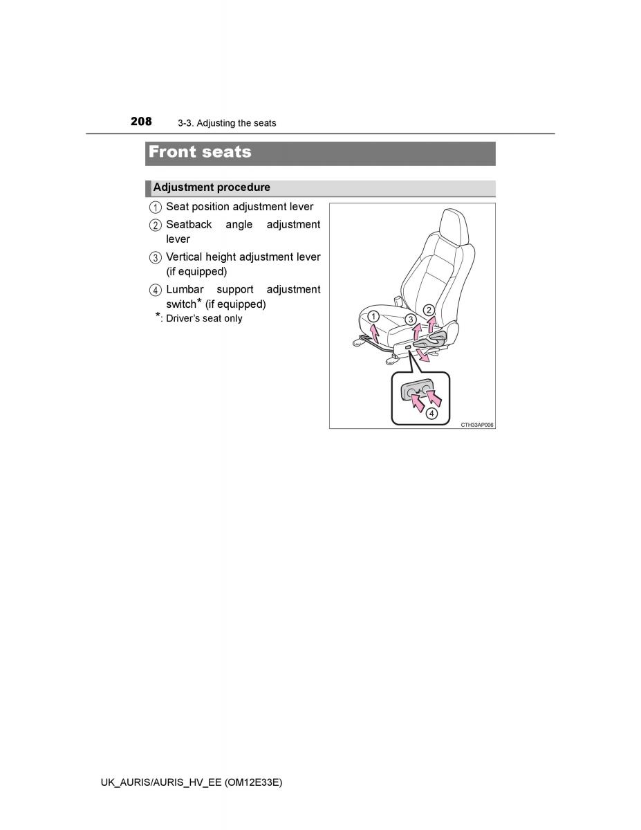 Toyota Auris II 2 owners manual / page 208