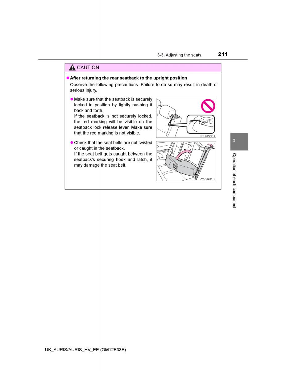 Toyota Auris II 2 owners manual / page 211