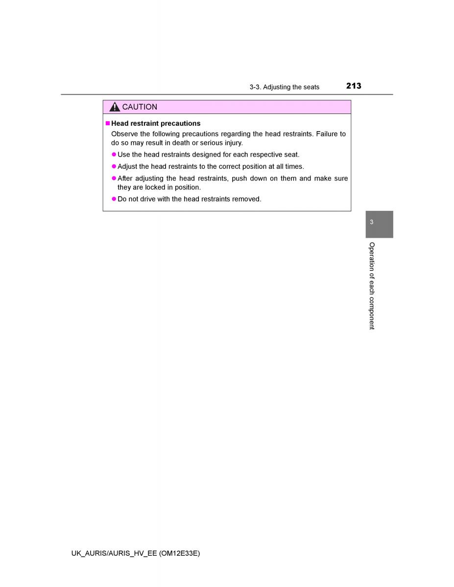 Toyota Auris II 2 owners manual / page 213