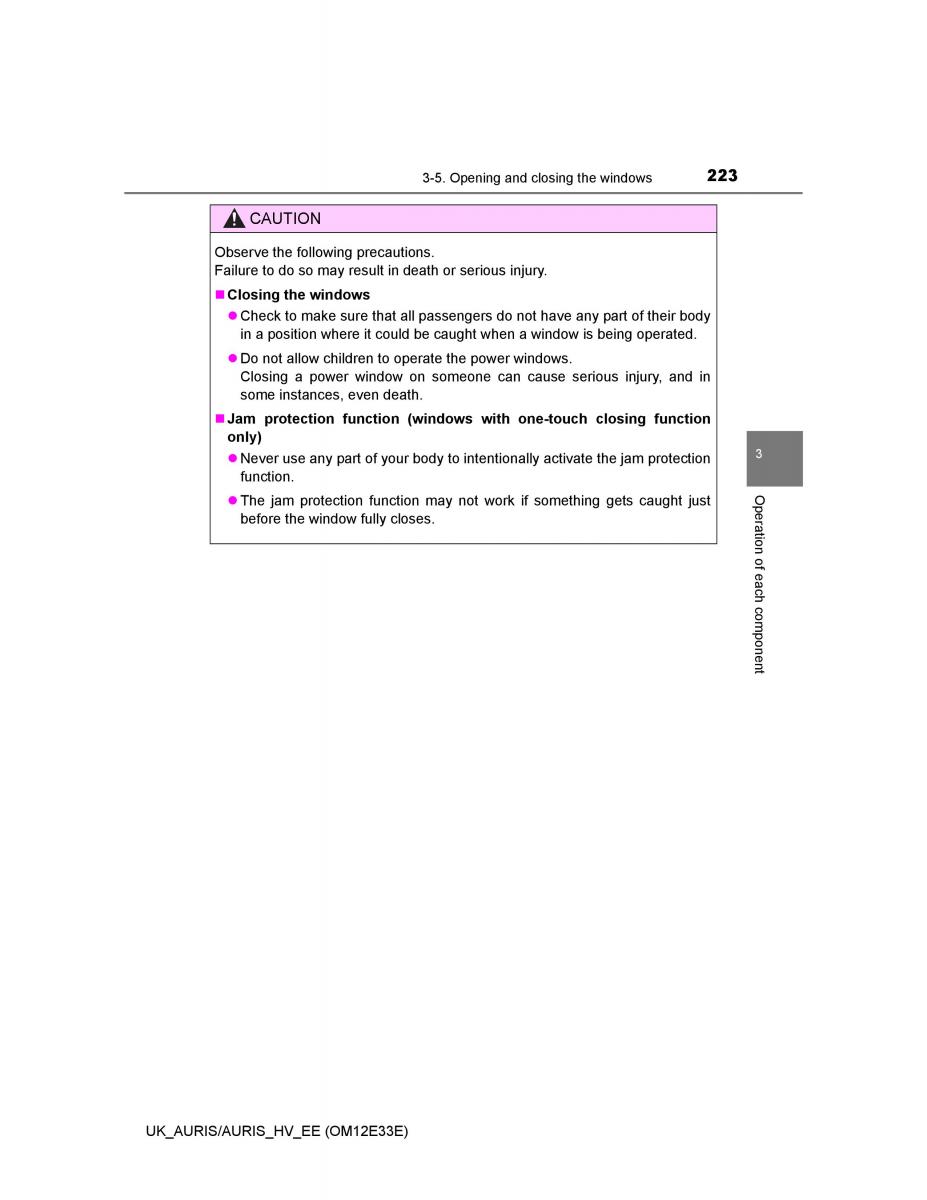 Toyota Auris II 2 owners manual / page 223